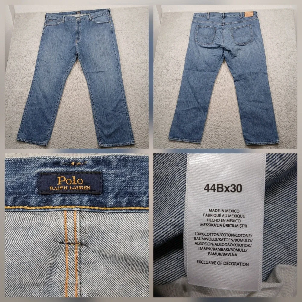 Polo Ralph Lauren Classic Fit Jeans Mens 44x30‎ Medium Wash Blue Denim
